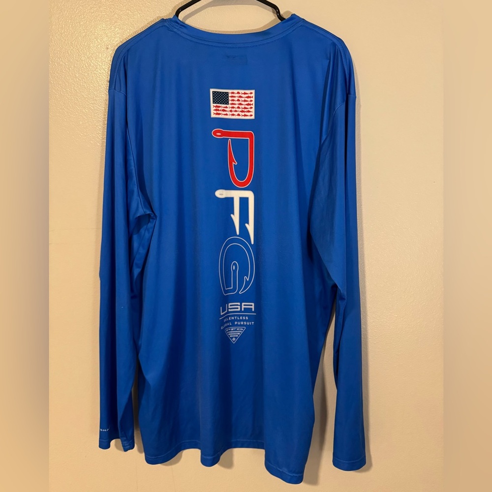 Columbia PFG Omni Shade Deep Waves Americana Men's Long Sleeve Shirt